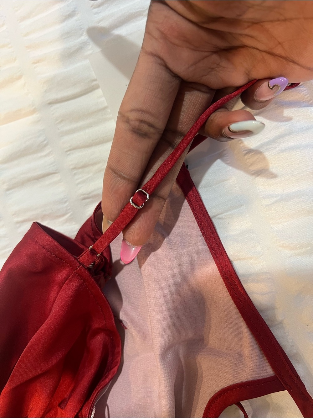 REVOLVE Ombré Red to Purple to Pink Satin Slip Maxi Dress - Picture 10 of 15
